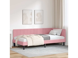 Conjunto 1 Estrutura De Cama De Canto Vidaxl Rosa Veludo (90 Cm X 190 Cm)