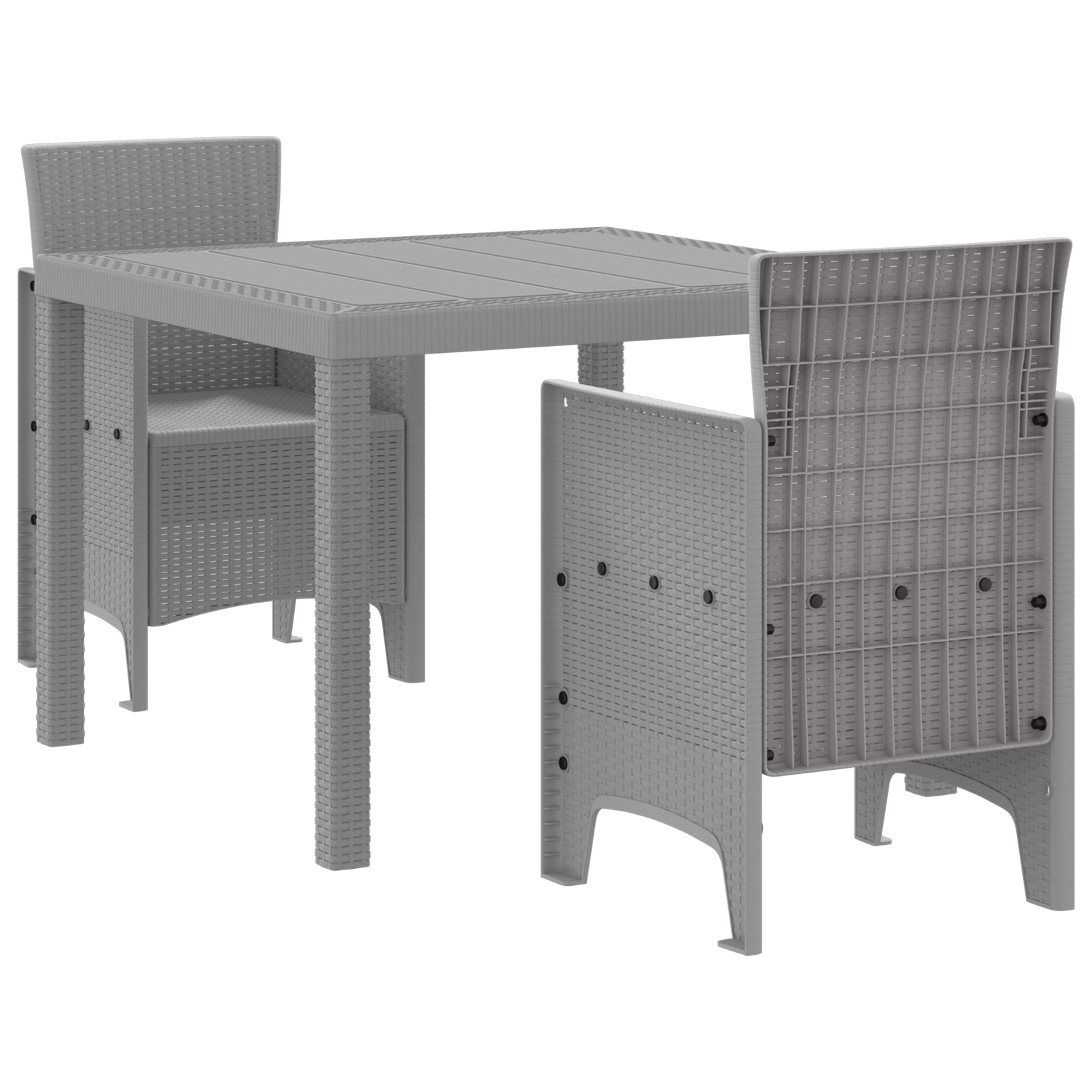 Conjunto 3 Conjunto De Jantar De Jardim Vidaxl Cinzento-claro Polipropileno (100 X 100 X 73 Cm)