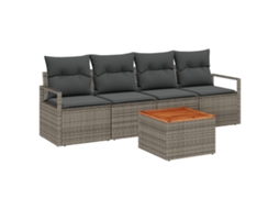 Conjunto 5 Conjunto De Sofá De Jardim Vidaxl Cinzento Vime Pe (230 X 62 X 69 Cm)