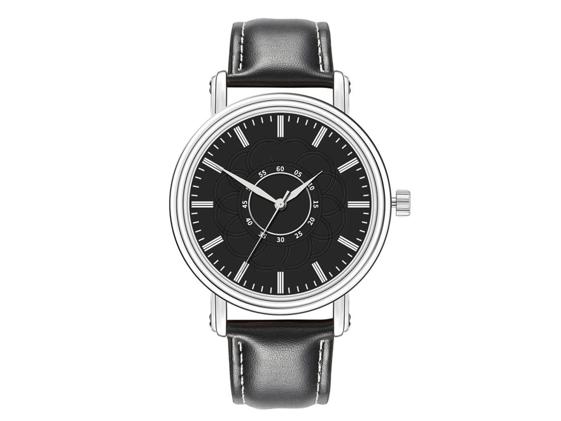 Reloj Casual Masculino De Cuero Artificial Con Cinturón Reloj De Pulsera De Cuarzo Hombre Negro