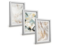 Composição De Quadros Padrões Elegantes De Mármore Espelharte (3 Peças 20x30 Cm)