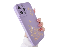 2026 capa Compatível com Iphone 14 Pro Max, Padrão de Borboleta e Coração Prateado Lateral para Mulheres (purp Xpu)