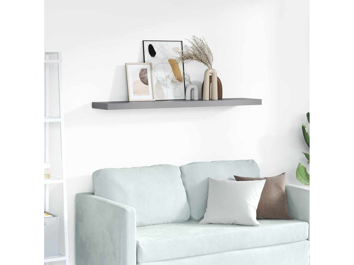 Vidaxl Prateleira De Parede Suspensa 120x23,5x3,8 Cm Mdf Cinzento