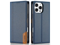 Capa Tkdaddy N.bekus P3 Para Iphone 16 Pro Com Bloqueio Rfid E Suporte Tipo Carteira, Capa Flip De Couro Sintético, Azul