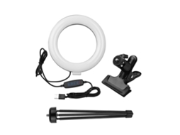 Luz Anular Para Selfie De 6.3 Polegadas 2700k-5500k Com Suporte De Pinça Tripé 3 Cores 11 Níveis De Brilho Gravação Ao Vivo Ensino Online