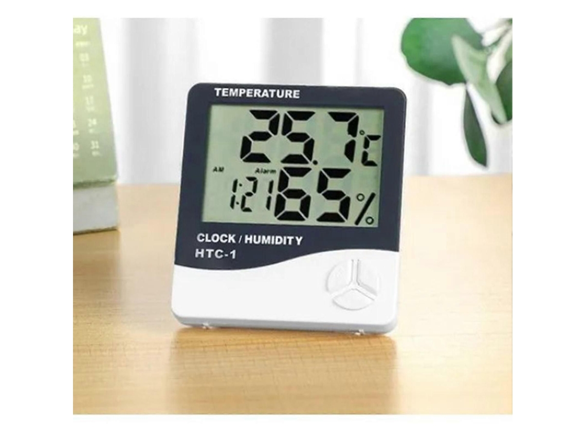 Mini Termômetro E Higrômetro Digital Com Relógio Para Medir Temperatura E Umidade Em Ambientes Internos.