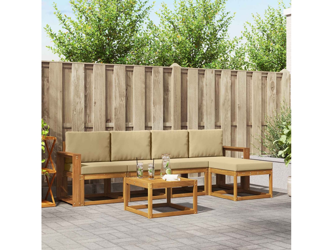 Vidaxl Conjunto De Sofás Para Exterior 6 Unid. Natural E Bege
