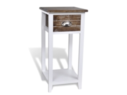 Vidaxl Mesa De Cabeceira Com 1 Gaveta, Castanho E Branco
