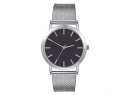 Reloj De Pareja Unisex De Cuarzo Con Dial Redondo Acero Plata Negro