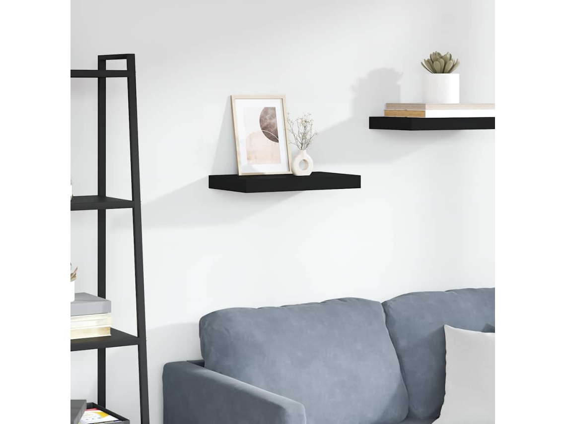 Vidaxl Prateleira De Parede Suspensa 40x23,5x3,8 Cm Mdf Preto