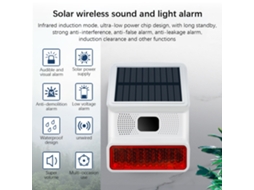 Alarme Solar Estroboscópico com Sensor de Movimento Ip65 Sirene 100db para Segurança Exterior