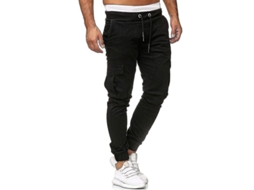 Calças Cargo Fasst para Homem com Cintura Elástica e Bolsos Slim Fit S/MARCA