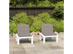 Vidaxl Cadeiras De Jardim Com Almofadões 2 Pcs Plástico Branco