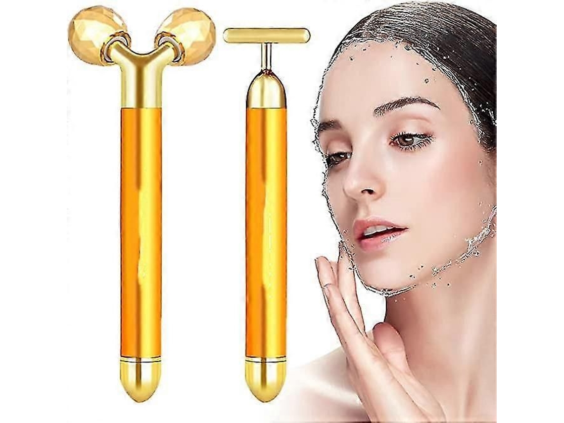 Masajeador Facial Elétrico 2 em 1 Beauty Bar 24k Golden Massageador GOKOCO