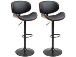 Conjunto de 2 Cadeiras de bar banco de altura ajustável estofado sintético 53x52x92-112cm Preto Envio Rápido S/MARCA