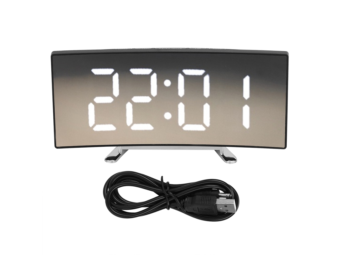 Relógio de mesa Baok-reloj moderno, eletrônico, silencioso, com visor grande e números brancos, em LED e espelho.