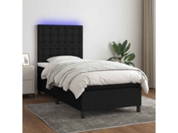Vidaxl Cama Box Spring C/ Colchão E Led 90x190 Cm Tecido Preto