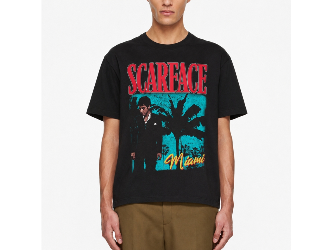 Rockinstone Scarface Movie Palms Miami Bright Black Adult T-shirt Size:s