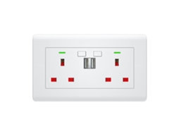 Tomada de Parede Inteligente Wi Fi Padrão Britânico com Controle remoto por app 5v 2.1a BRILVIBERA