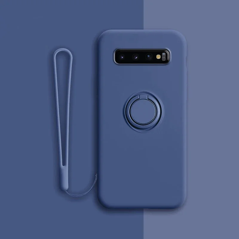 (samsung Note 9, Azul) Capa Protetora De Silicone Macio Para Samsung Com Suporte De Anel