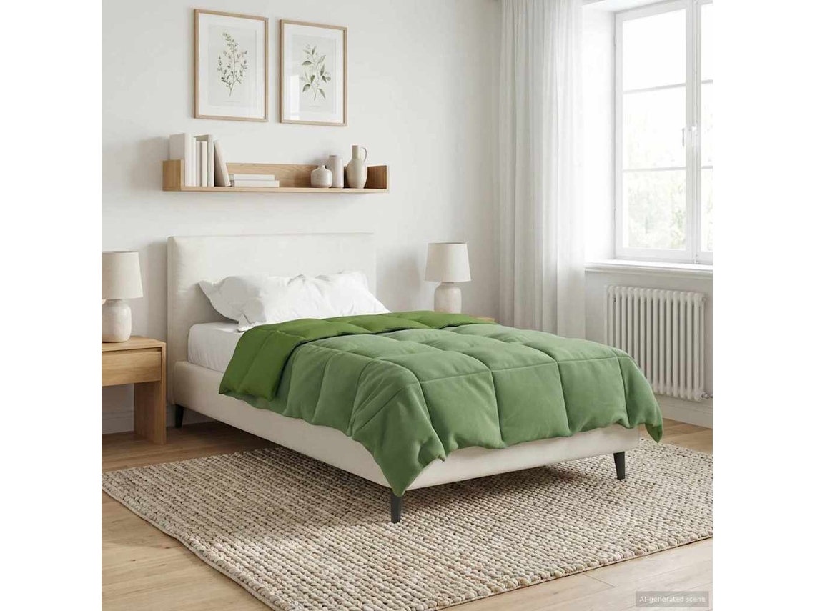 Vidaxl Duvet De Ano Inteiro 155 X 220 Cm 4 Estações Verde Respirável