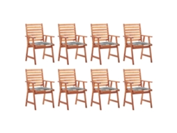 Vidaxl Cadeiras De Jantar P/ Jardim 8 Pcs C/ Almofadões Acácia Maciça