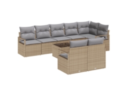 Conjunto 9 Conjunto De Jardim Vidaxl Bege Vime Pe (287 X 122 X 85 Cm)