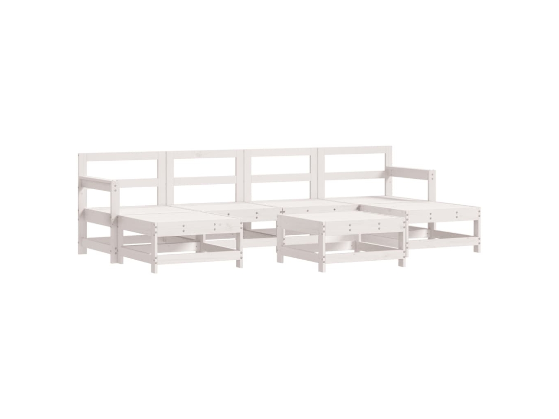 Pcs Conjunto Lounge de Jardim Pinho Maciço Branco MAISON EXCLUSIVE