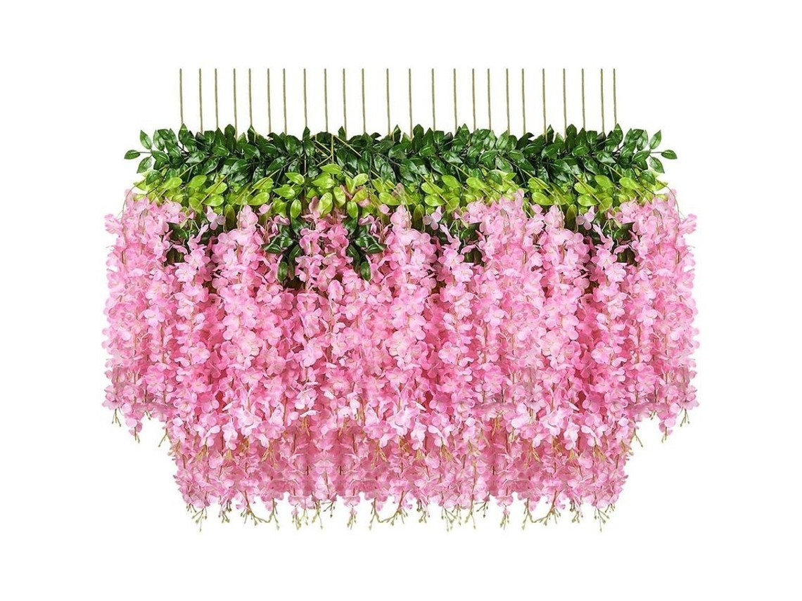 12 Peças De Guirlanda De Glycine Artificial Rosa 3.6 Pés Para Decoração De Casamento, Lar E Jardim