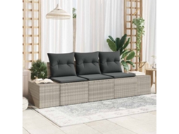 Vidaxl Conjunto De Sofá De Jardim 3 Unid. Cinzento-claro Vime Pe