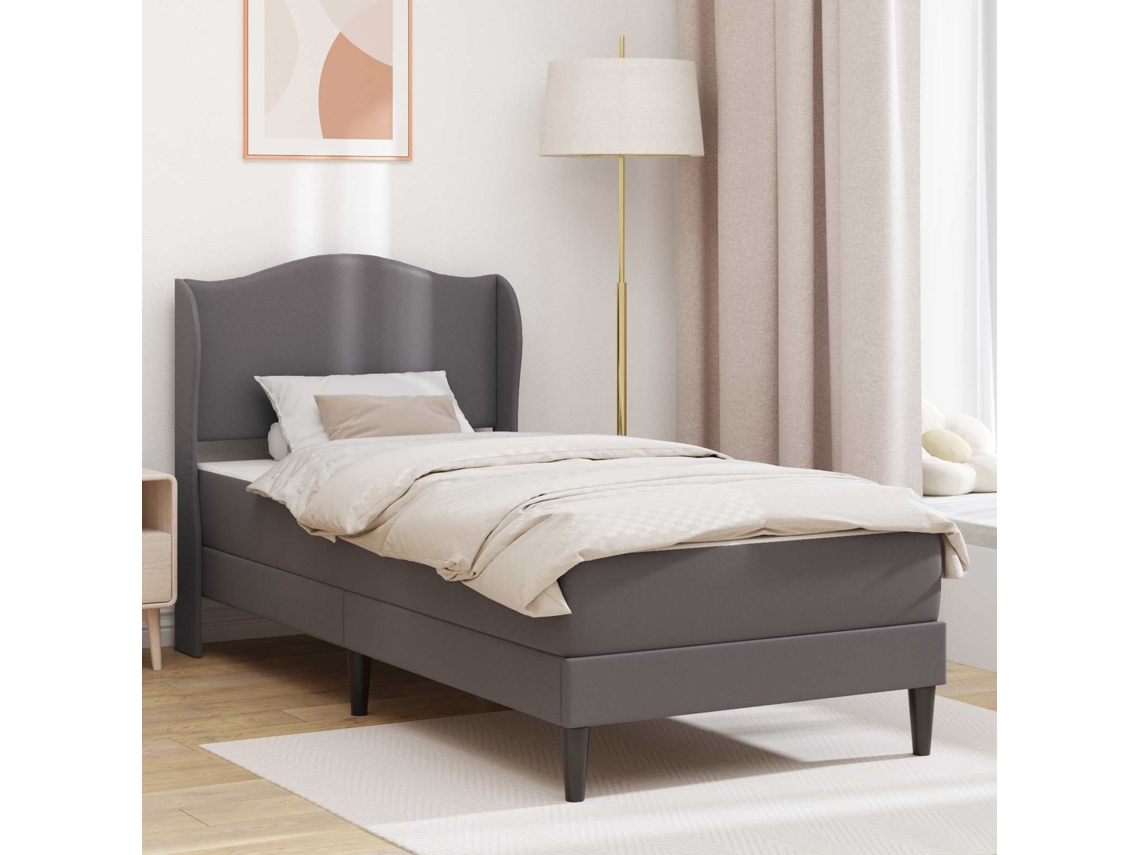 Vidaxl Estrutura da Cama Cinzento 90 X 200 Cm Couro Sintético