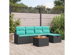 Vidaxl Conjunto De Sofá De Jardim 6 Unid. Preto Vime Pe