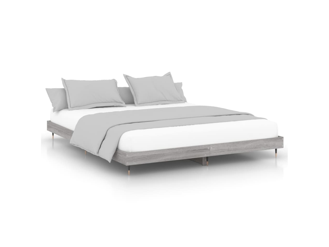 Bed Frame, Bed Frames Vidaxl Cinzeto Madeira Processada (160 X 200 Cm)