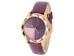 Relógio Feminino de Pulso Analógico com Pulseira de Couro e Display Redondo (roxo)