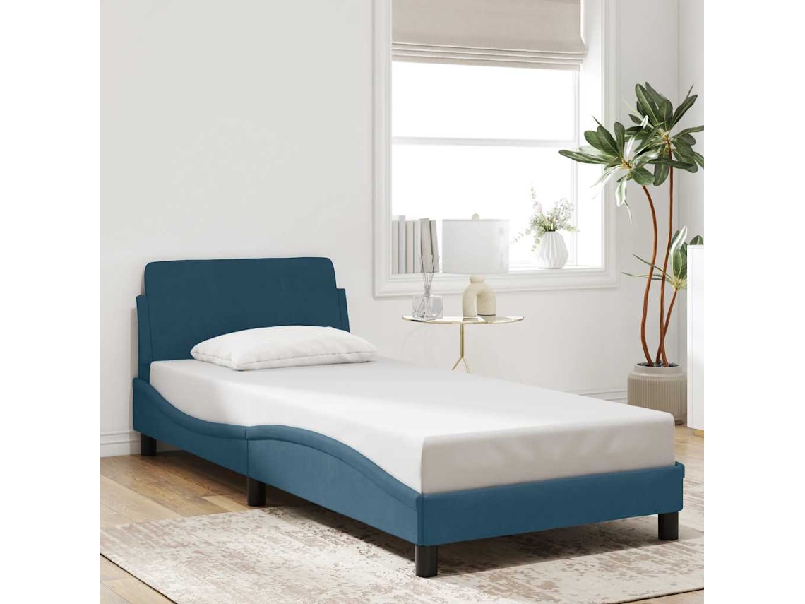 Vidaxl Estrutura De Cama Com Cabeceira Dover 80x200 Cm Veludo Azul