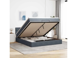 Estrutura De Cama Otomana Com Colchão 160x200cm Cinzento Escuro