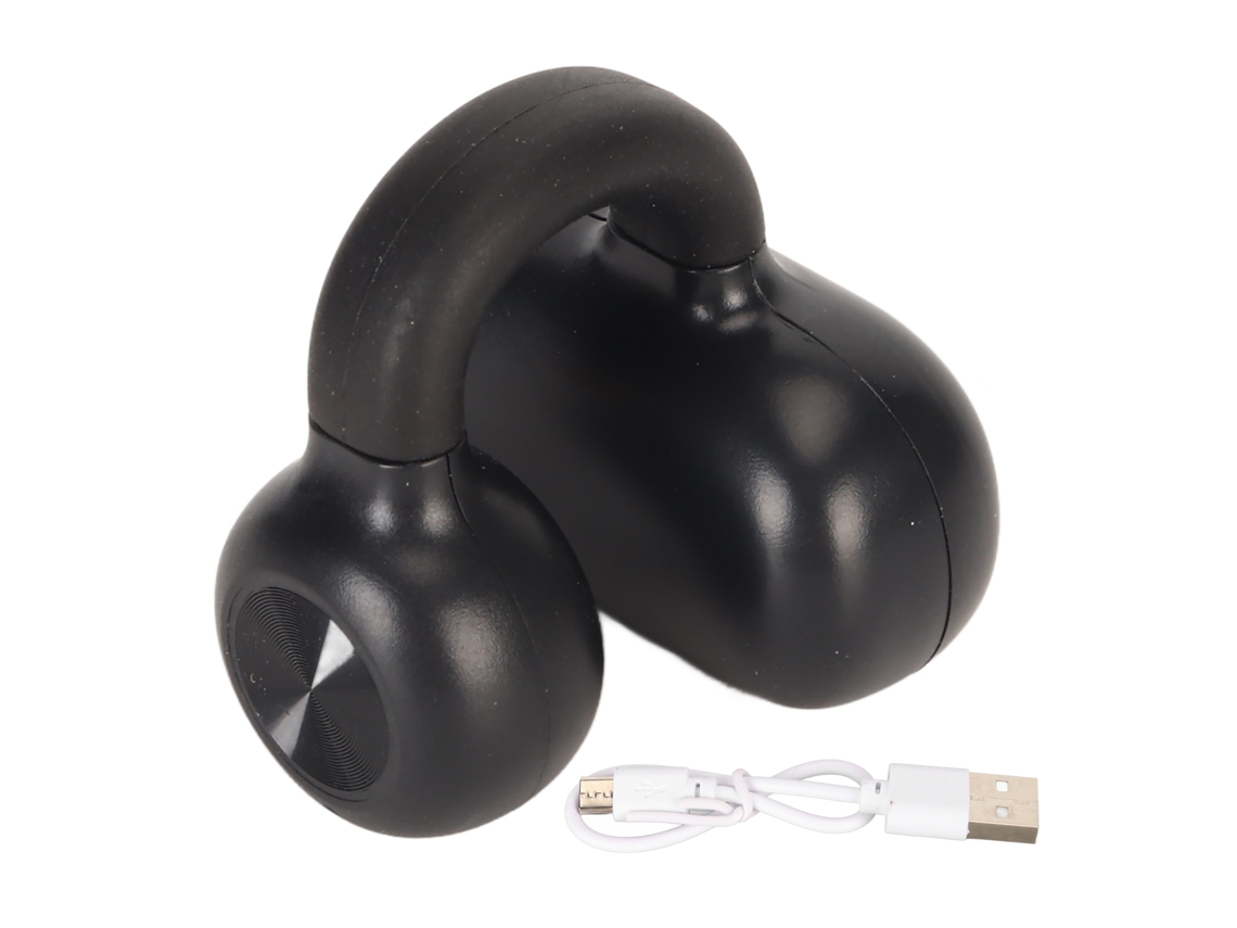 Auriculares Bluetooth com clip HiFi com cancelamento de ruído, recarregáveis, um só auricular, sem fios, para desporto, preto | S/MARCA