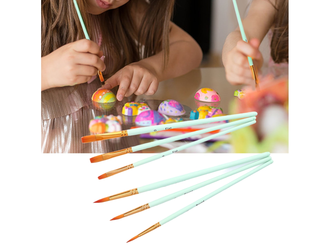 6pcs Pinceles De Pintura 6 Tamaños Mango Verde Claro Sumideros Para Artistas Prácticos Duraderos Y Confiables