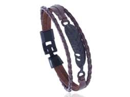 Pulseira De Pele Pu Tecida Forma De Penacho