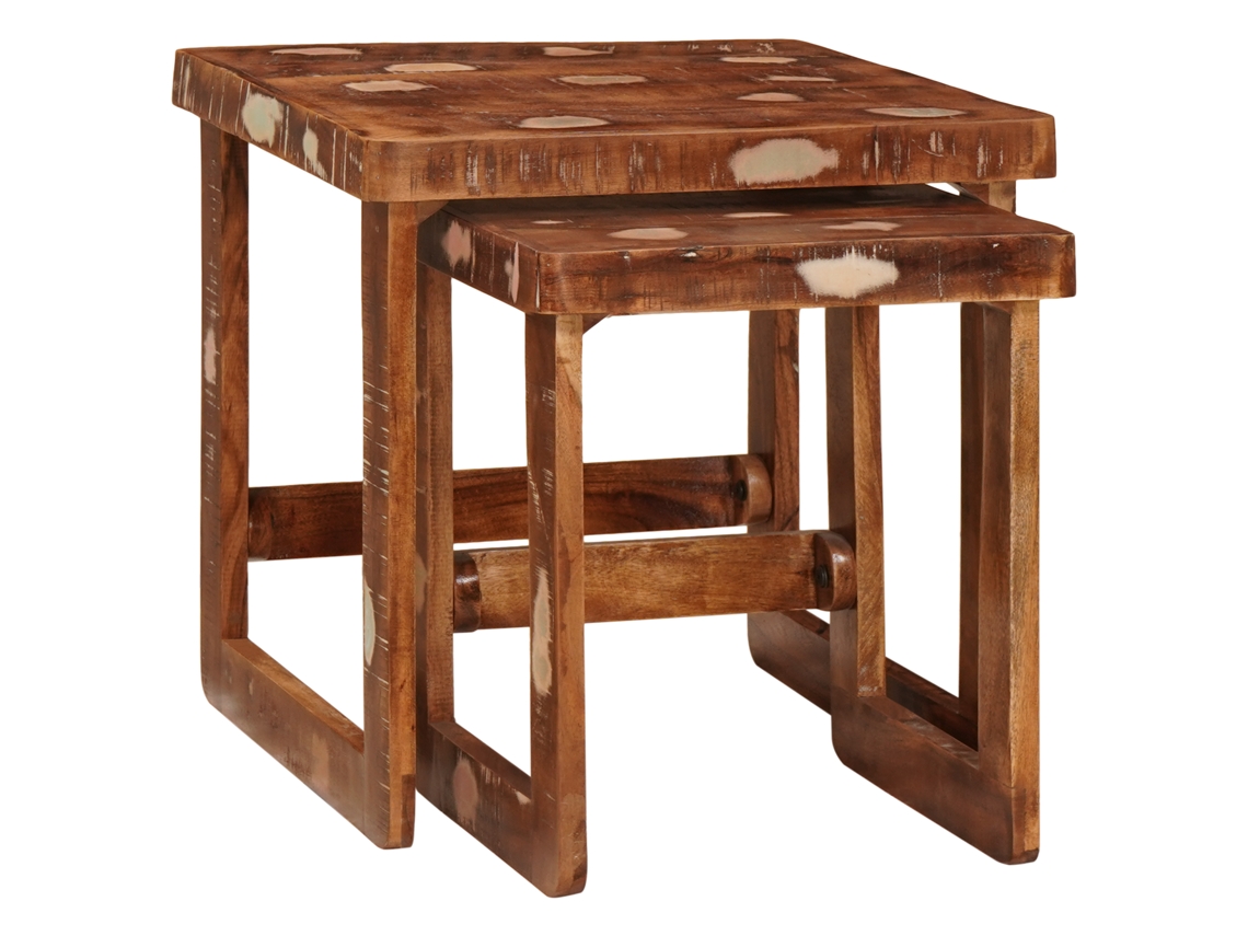 Conjunto 2 Móveis Para Casa Vidaxl Multicolorido Madeira Recuperada Maciça (46 X 46 X 45 Cm)