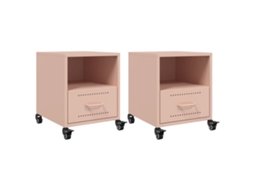 Mesas de Cabeceira 2 Pcs 36x39x43,5 Cm Aço Rosa MAISON EXCLUSIVE