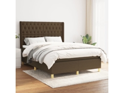 Vidaxl Cama Com Molas/colchão 140x200 Cm Tecido Castanho-escuro