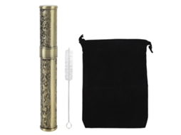 Tubo de metal estampado à prova d'água, portátil, na cor bronze, ideal para camping, viagens e atividades ao ar livre.