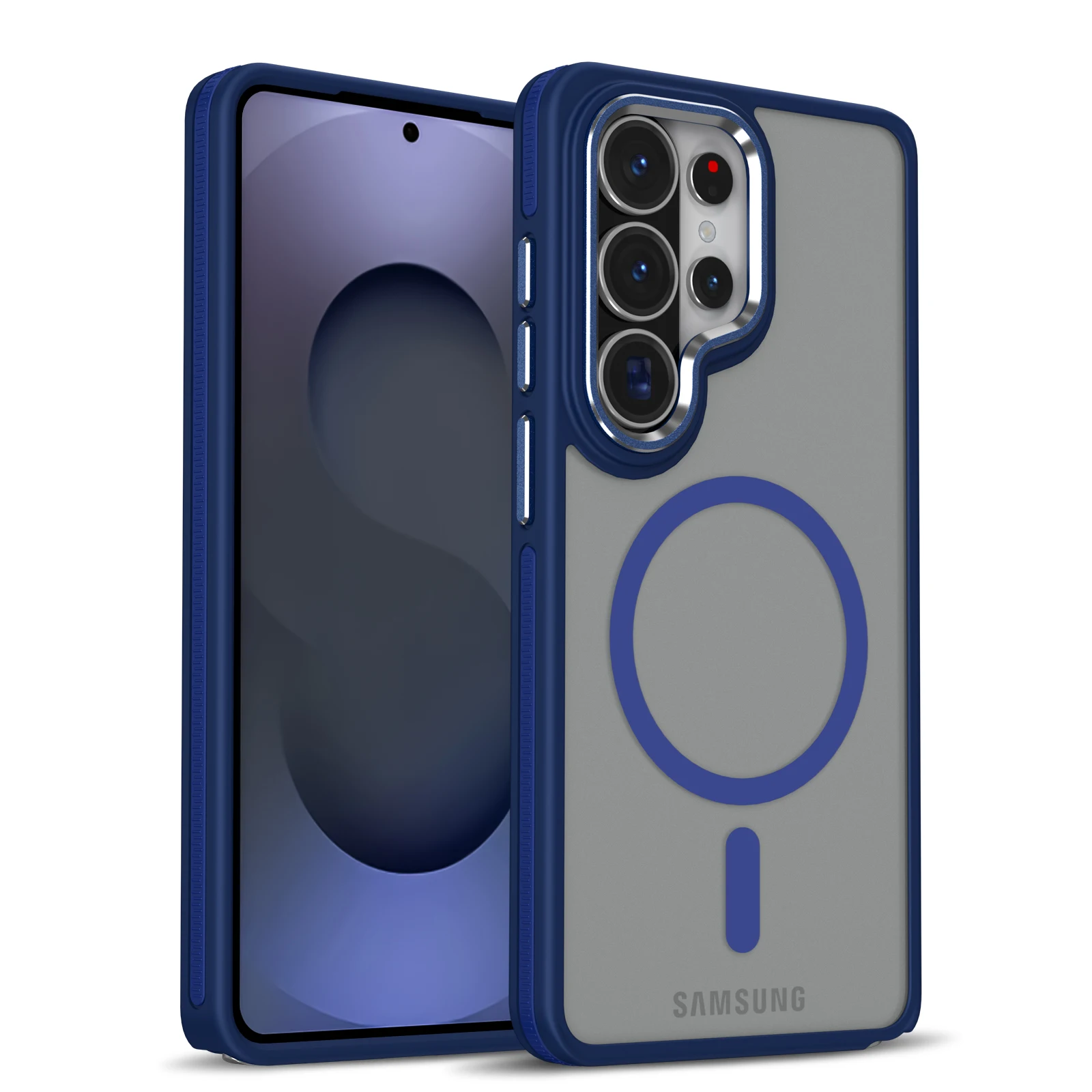 (galaxy S25, Azul) Capa Magnética Fosca Para Celular Samsung, Resistente A Impactos E Quedas, Com Parte Traseira Rígida.