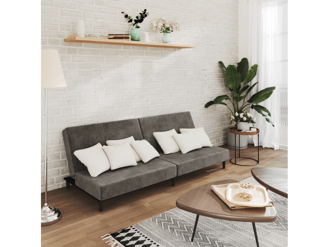Vidaxl Sofá-cama De 2 Lugares Veludo Cinzento-escuro