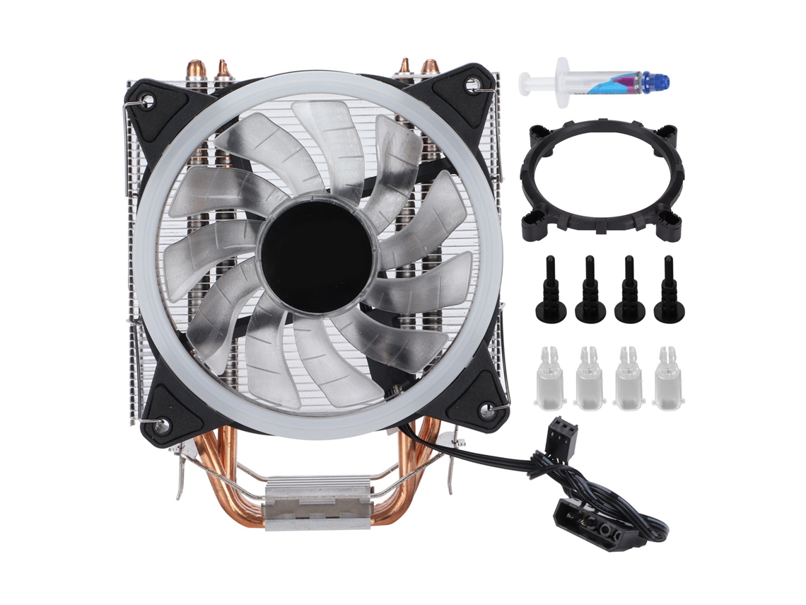 Resfriador De Ar Para Cpu Com 4 Tubos De Calor, Led Colorido E Ventilador 3pin Para Amd/1150/1151/1155/1156/775/1366