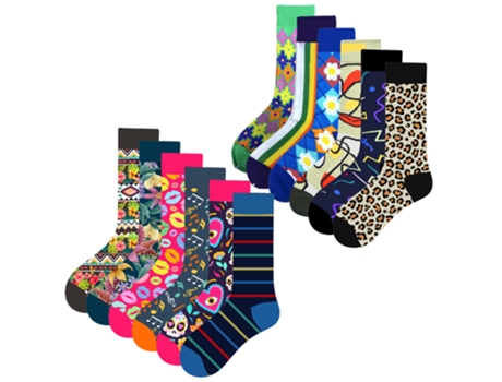 Lote de 12 pares de meias longas unissex com desenhos, modelos I, tamanho único 37-44 Mac Been