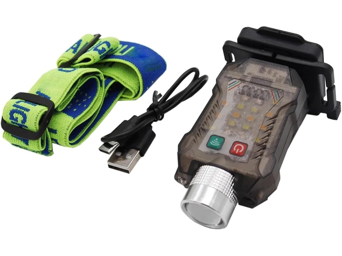 Luz De Capacete Recarregável Via Usb, Led Com 13 Modos Para