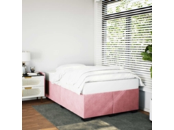 Vidaxl Estrutura De Cama Com Colchão 120x190 Cm Veludo Rosa