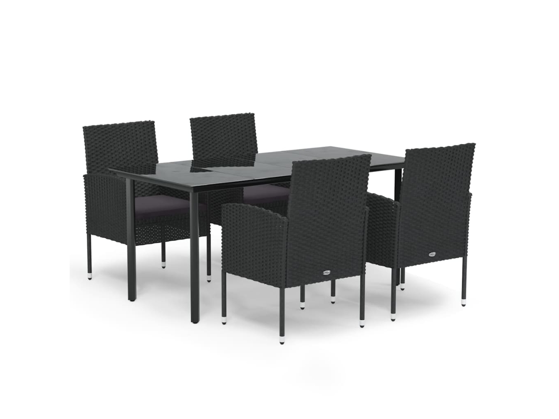 Garden Dining Set, Garden Dining Sets Vidaxl Preto Rattan / Vime (160 Cm Table Length)